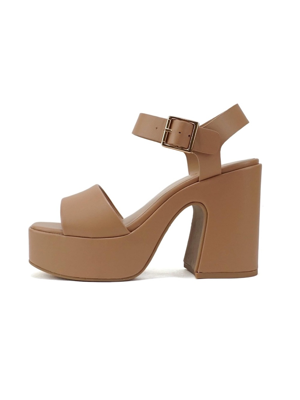 Women's Tan Platform Block Heel Sandal
